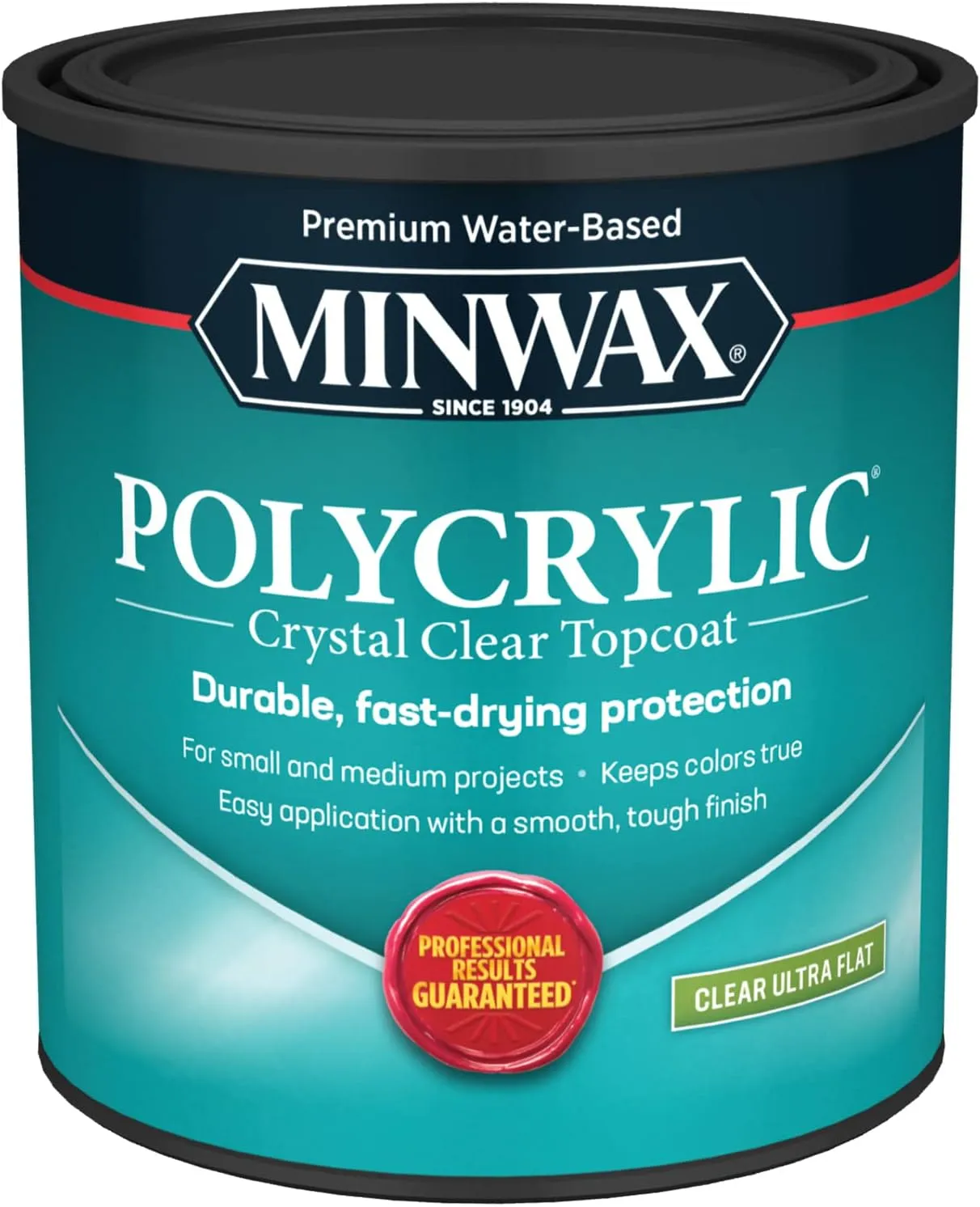 1 qt Minwax 611114444 Clear Polycrylic Water-Based Protective Finish, Ultra Flat