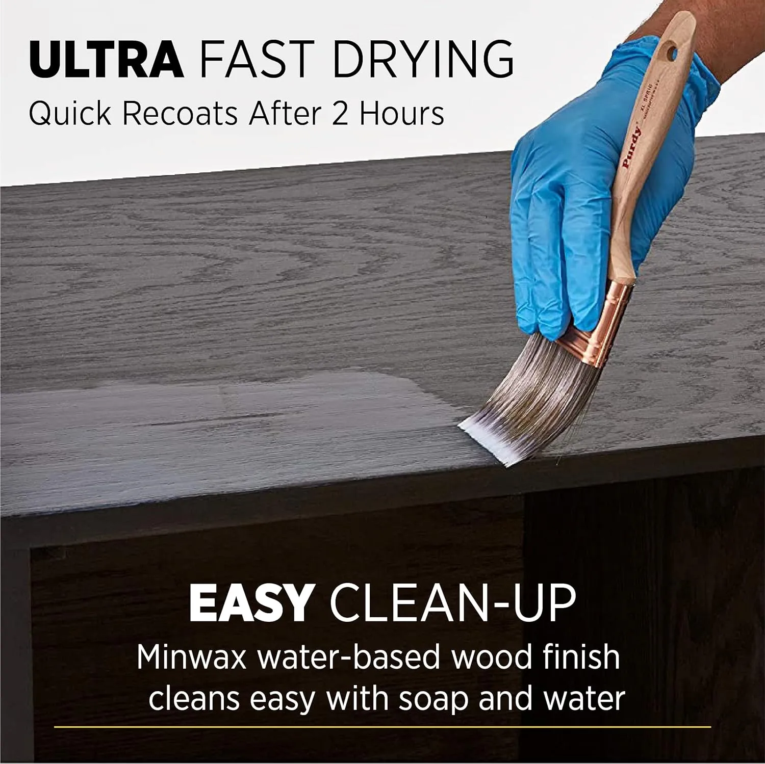 1 qt Minwax 611114444 Clear Polycrylic Water-Based Protective Finish, Ultra Flat