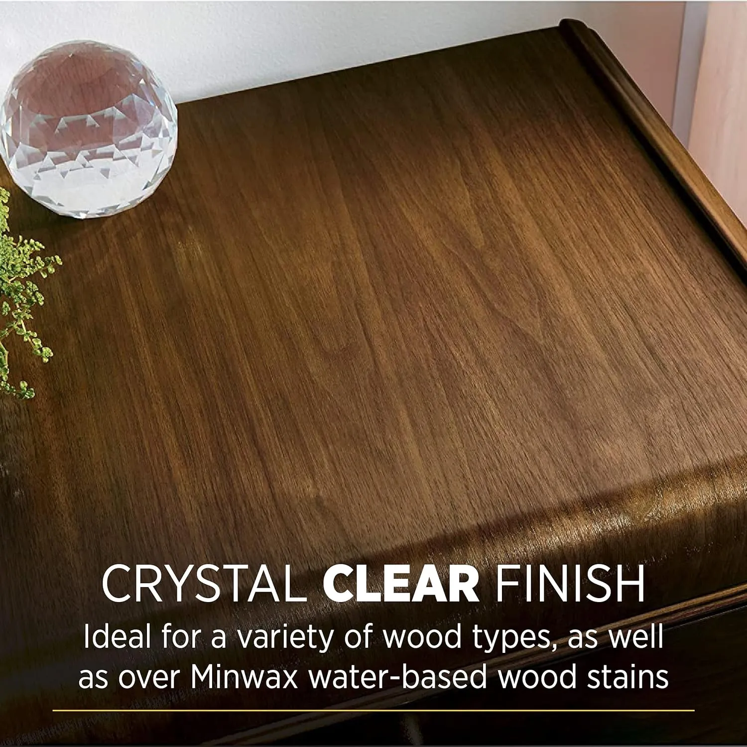 1 qt Minwax 611114444 Clear Polycrylic Water-Based Protective Finish, Ultra Flat