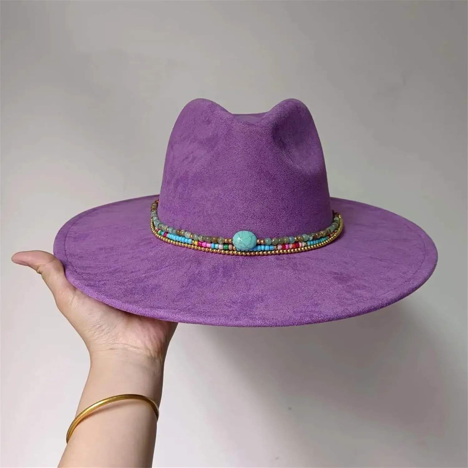 10Cm Wide Brim Fedora Hat Winter Felt Classic Suede Fedoras