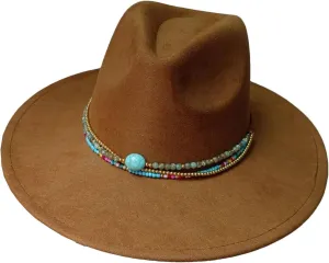 10Cm Wide Brim Fedora Hat Winter Felt Classic Suede Fedoras