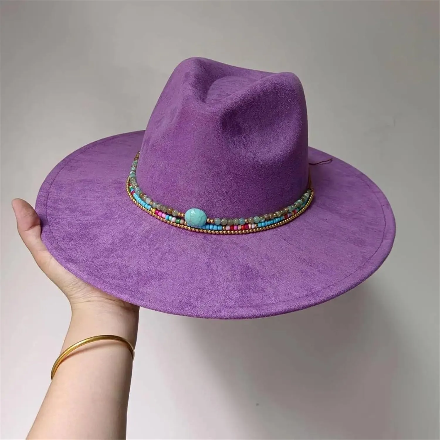 10Cm Wide Brim Fedora Hat Winter Felt Classic Suede Fedoras