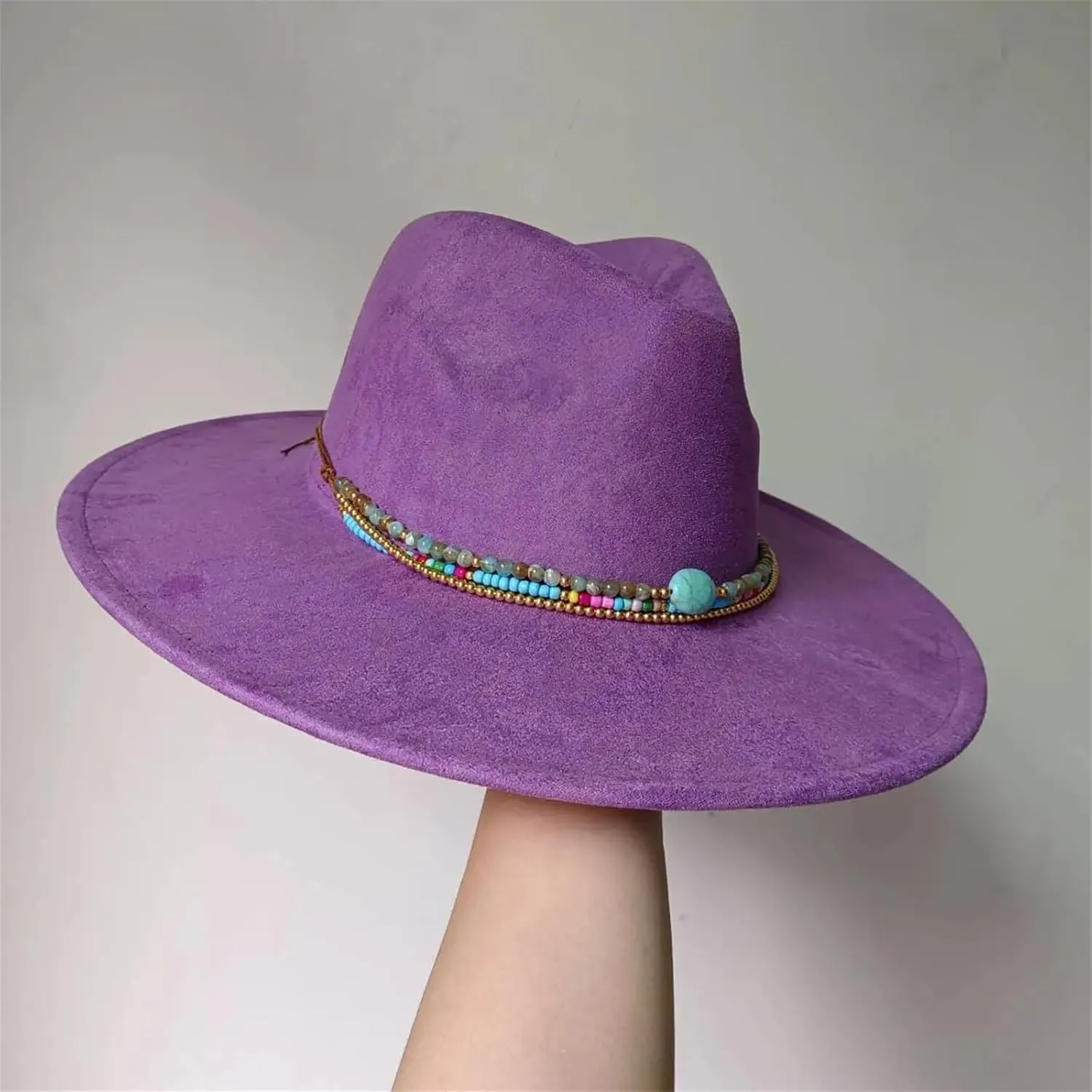 10Cm Wide Brim Fedora Hat Winter Felt Classic Suede Fedoras