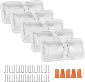 12V Led RV Ceiling 1100 Lumen Double Dome Light | RV Interior Lighting Fixture for RV Trailer Camper Truck Van Boat Car (5 Pack Natural White 4000-4500K)