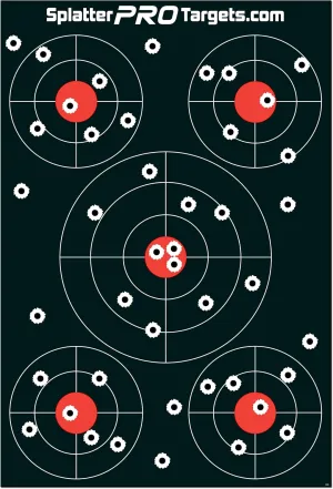 12x18 Splatter Targets. Shots Burst Bright White Upon Impact. Instantly See Your Shots. Ultimate Contrast with White on Black.