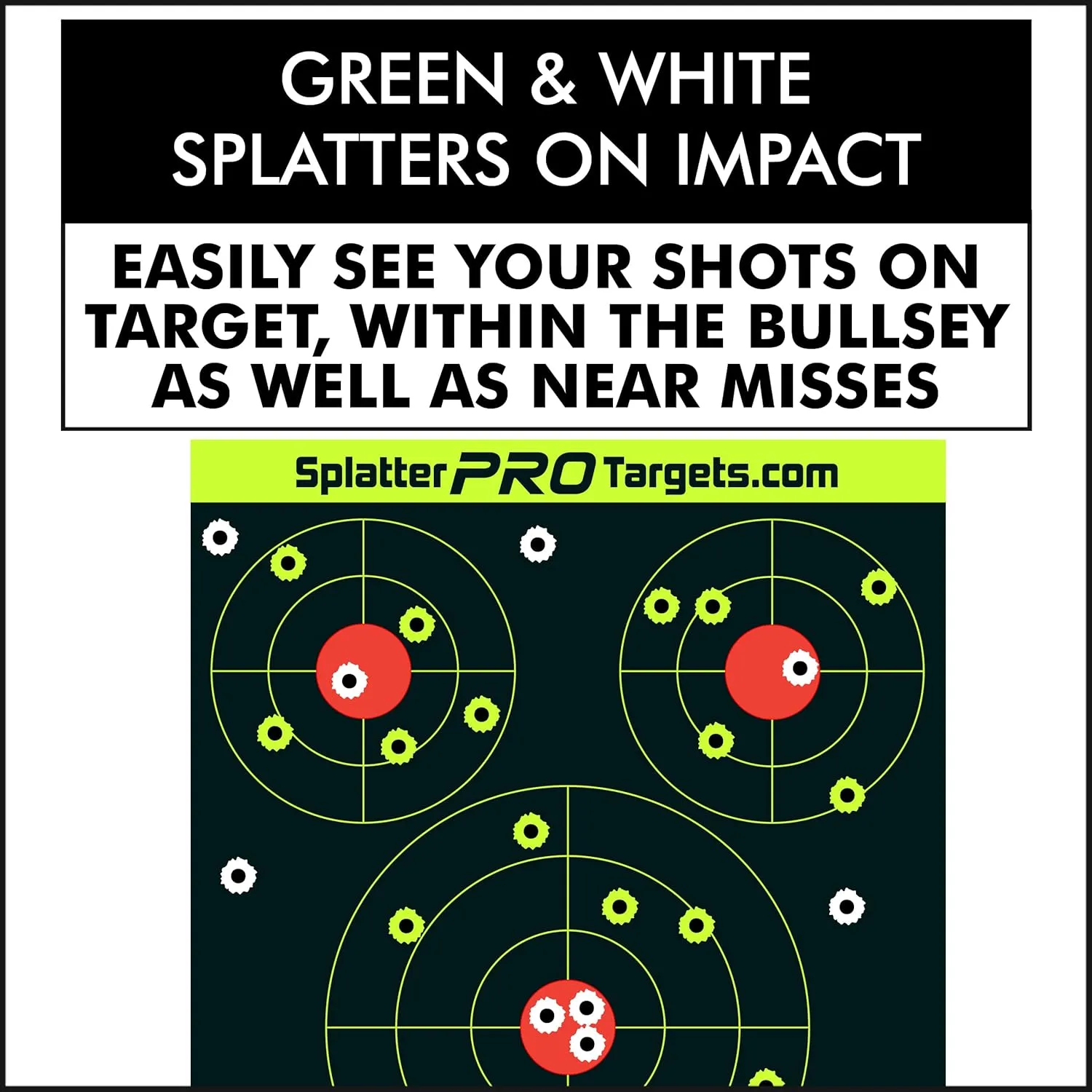 12x18 Splatter Targets. Shots Burst with a Bright Splatter Upon Impact. Instantly See Your Shots