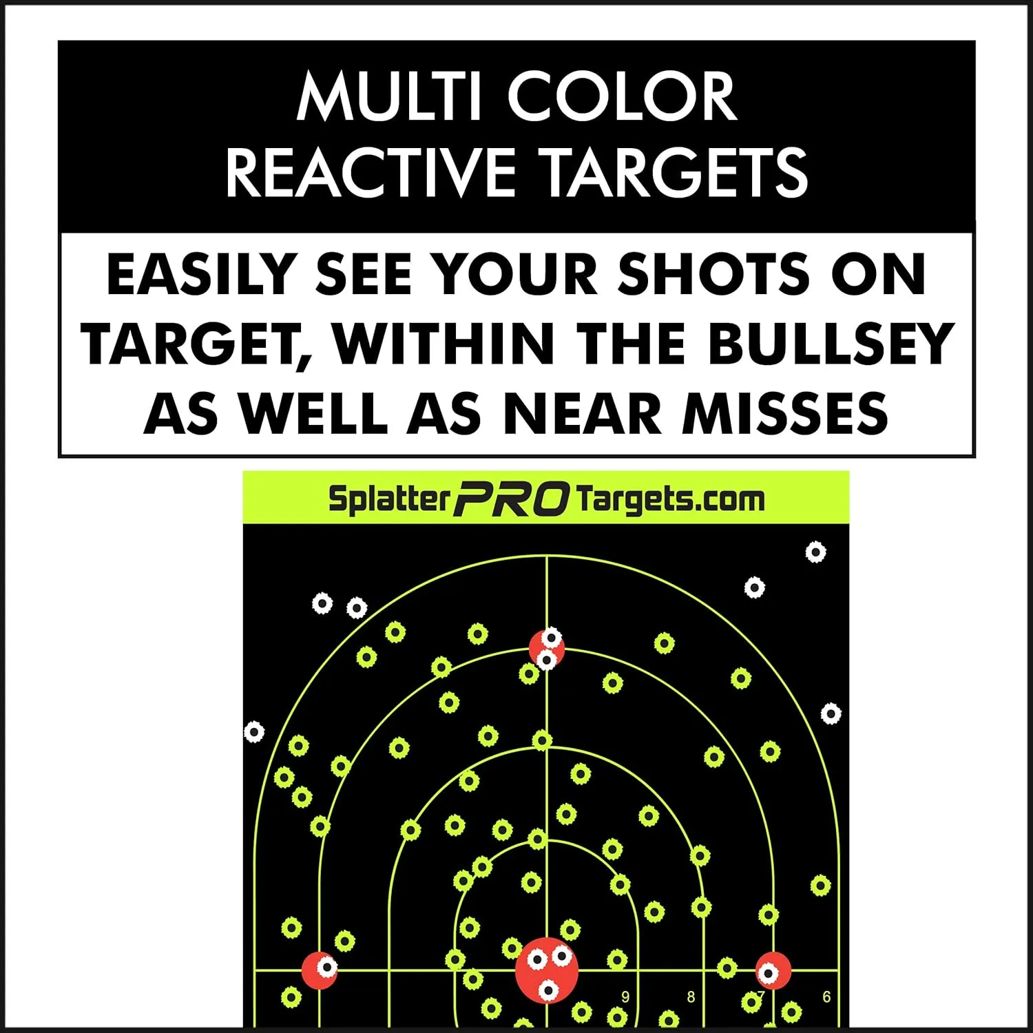 12x18 Splatter Targets. Shots Burst with a Bright Splatter Upon Impact. Instantly See Your Shots.