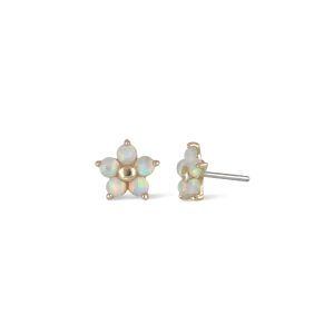 14K Gold Tiny Fire Opal Flower Threadless Ends