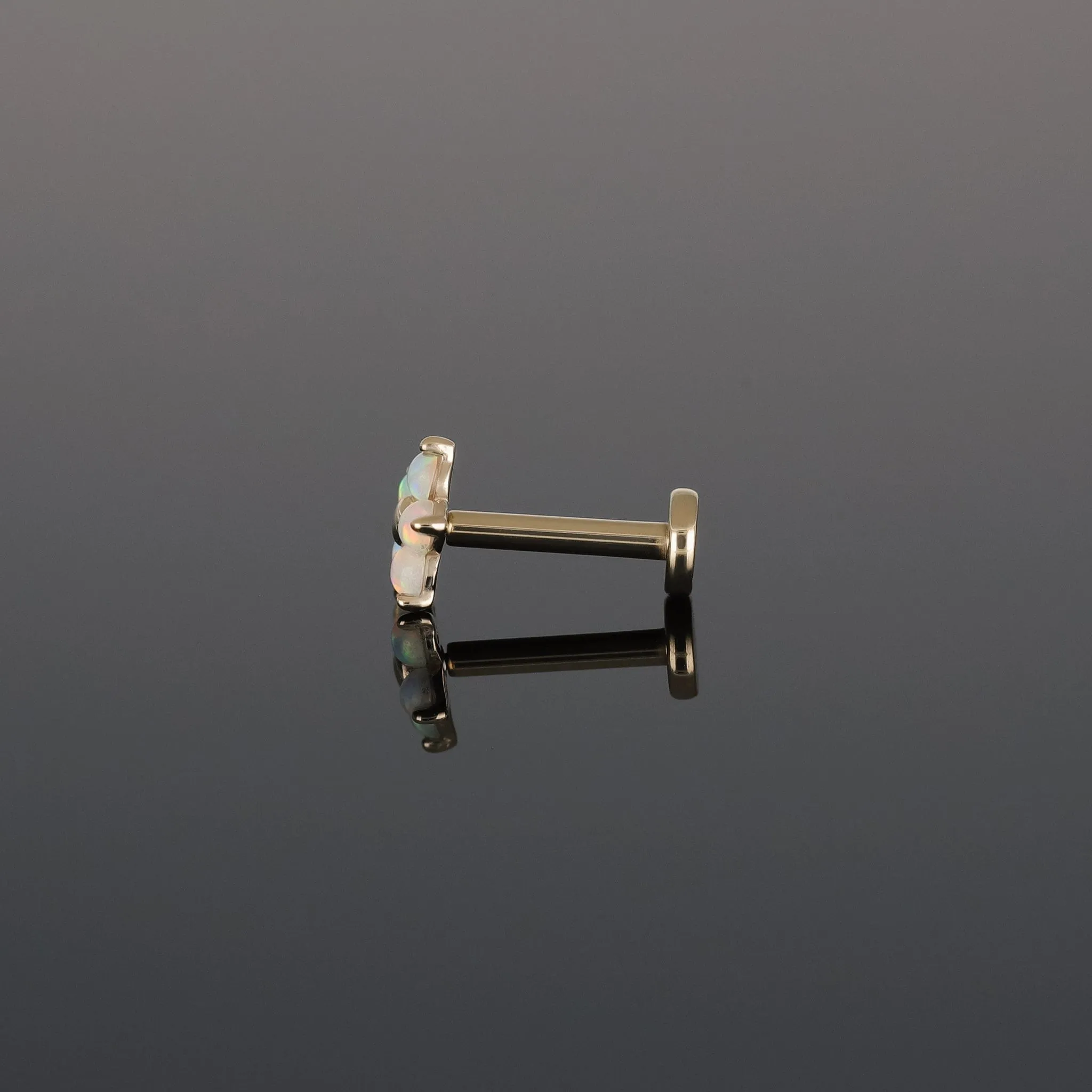14K Gold Tiny Fire Opal Flower Threadless Ends