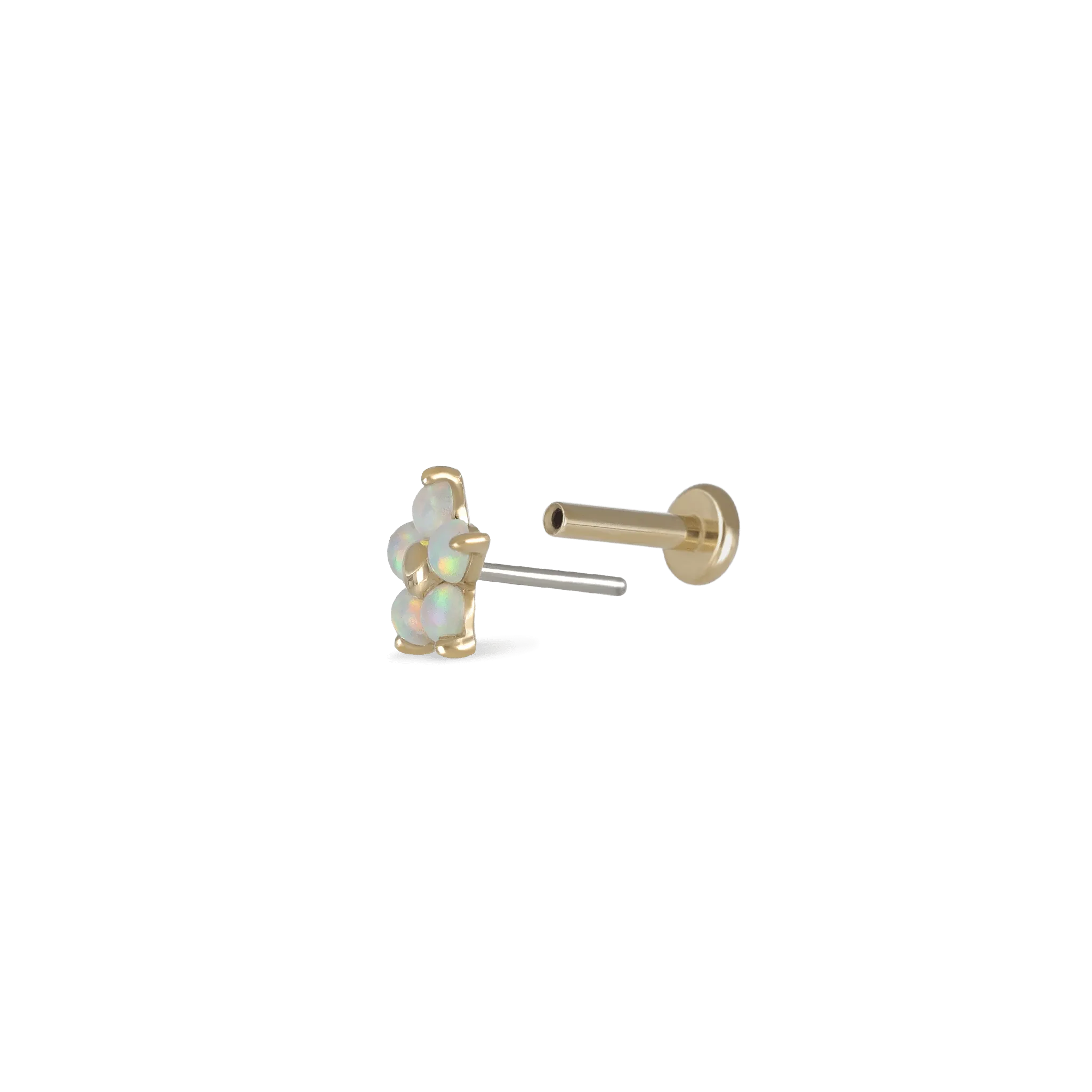 14K Gold Tiny Fire Opal Flower Threadless Ends