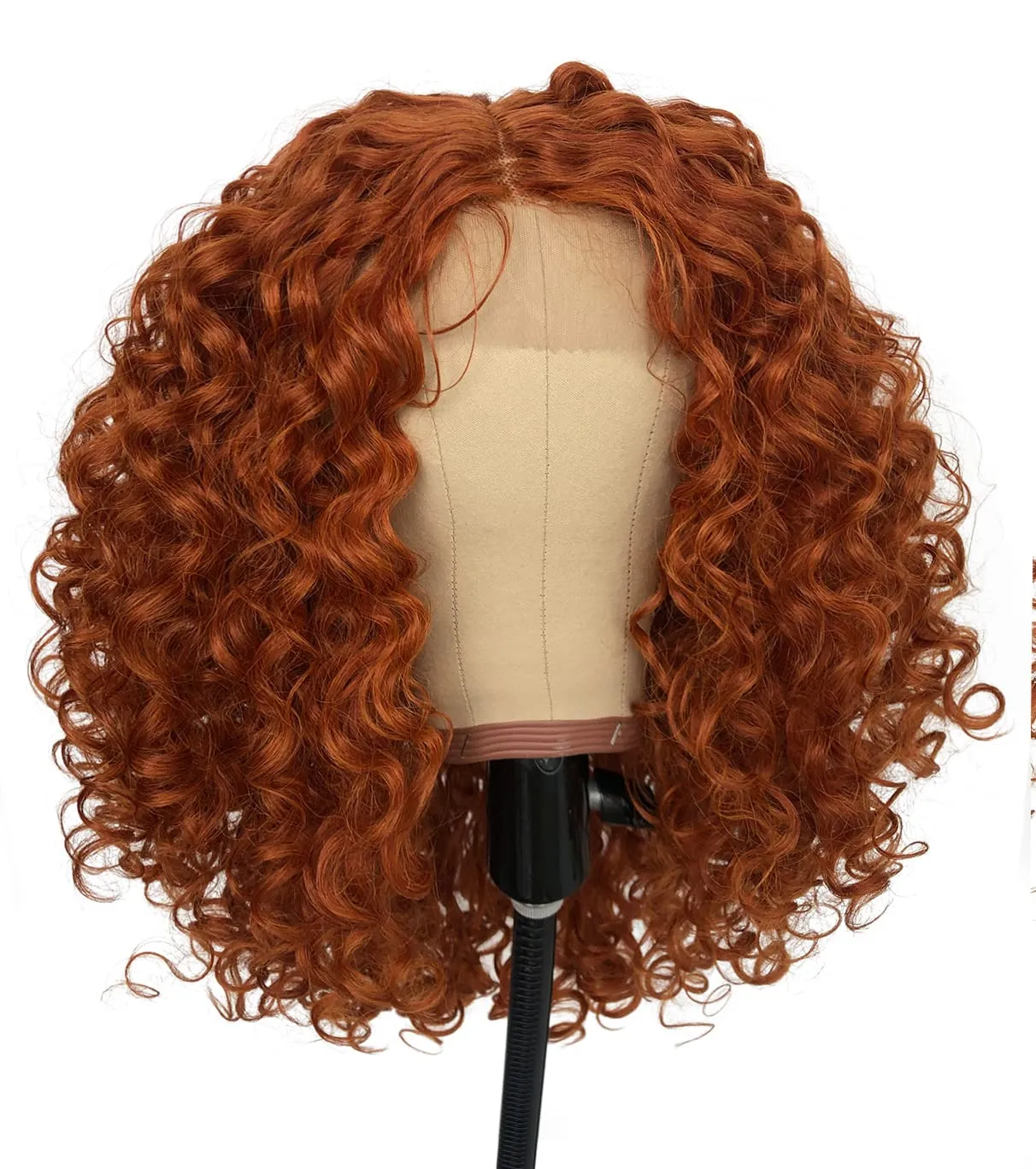 16inch HD Pre Plucked Ginger Curly Lace Front Wig Human Hair Blend Synthetic Ginger Orange Short Curly Lace Front Wigs for Black Women