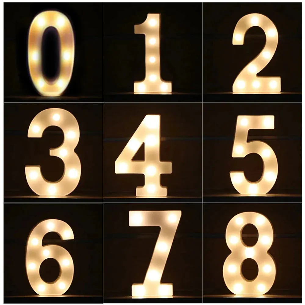 1pcs Creative Luminous Number Letter Light AA Battery Powered Night Light for Christmas Wedding Birthday Party Decor
