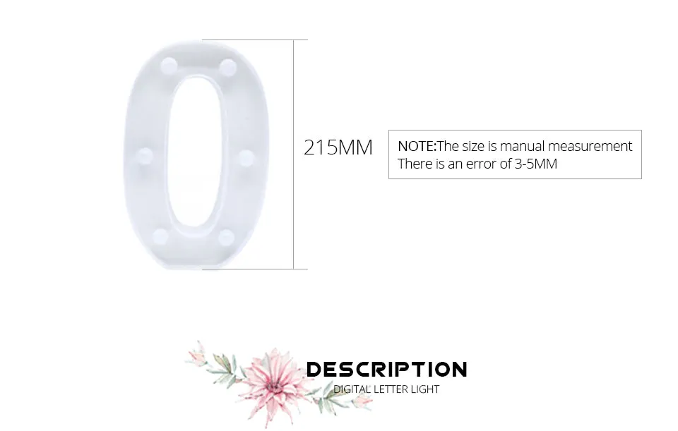 1pcs Creative Luminous Number Letter Light AA Battery Powered Night Light for Christmas Wedding Birthday Party Decor
