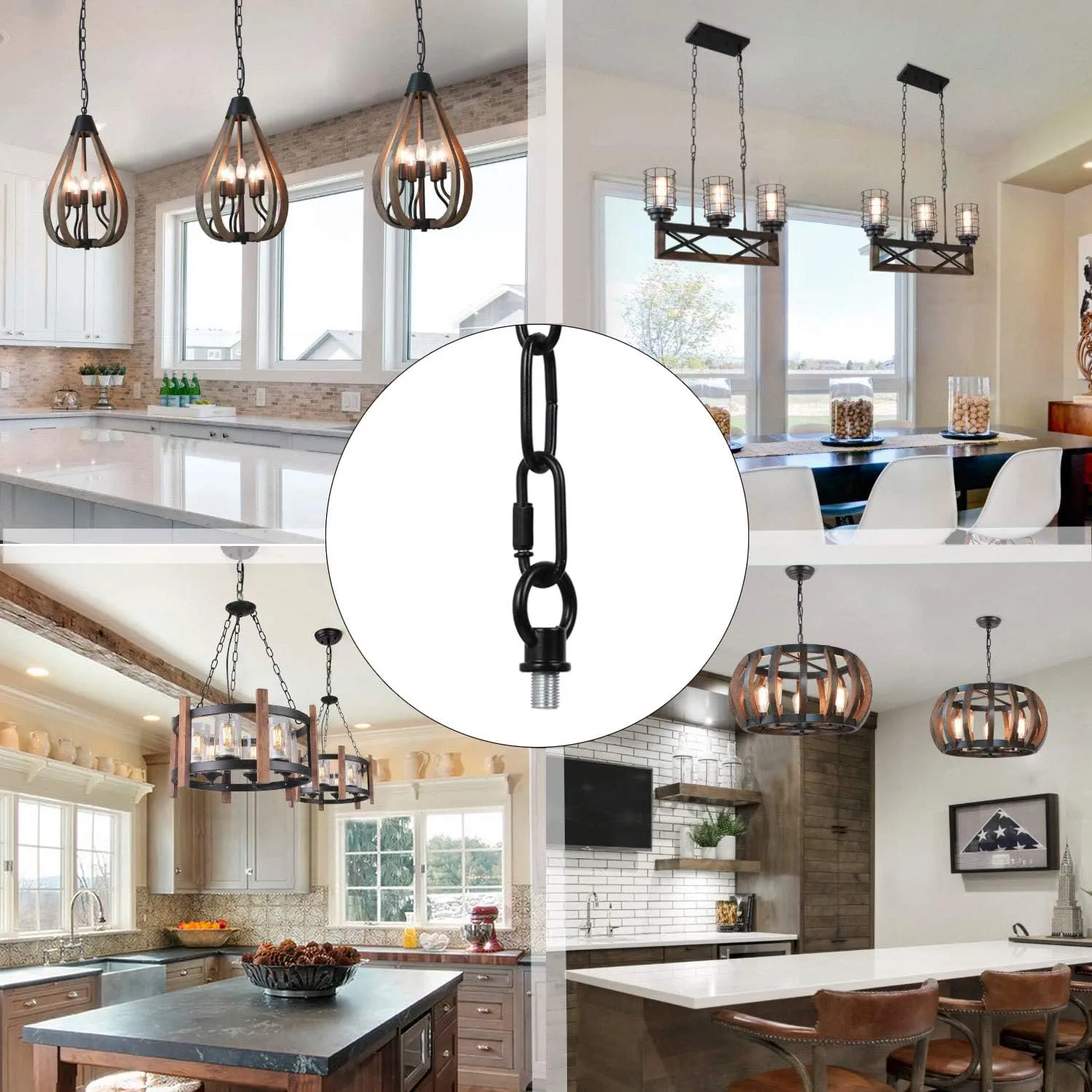 2 Pack 19ft Heavy Duty Chain for Light Fixture, Pendant Light Extra Chain Permits Installation of Chain-Hung Fixtures on High Ceilings with Max Fixture Weight of 65 Pounds, Black, LS580