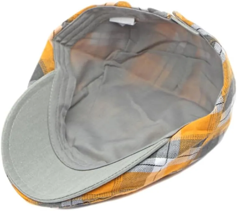 2 Pack Men's Newsboy Flat Cap Adjustable Plaid Ivy Gatsby Cabbie Driving Golf Hat Beret