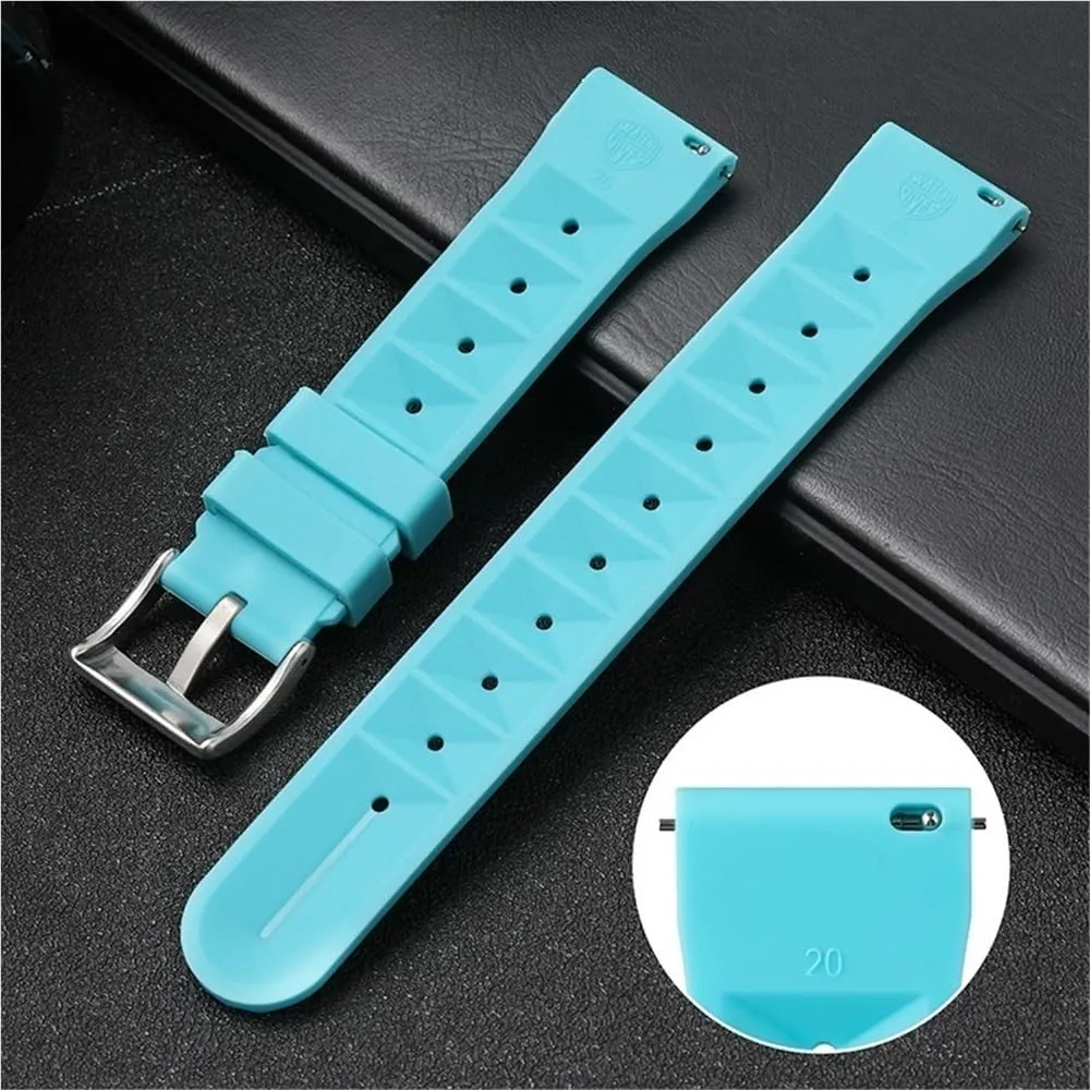 20mm 22mm Rubber Strap Fast Release Soft Watch Replacement Flat-Ended Universal Watchband