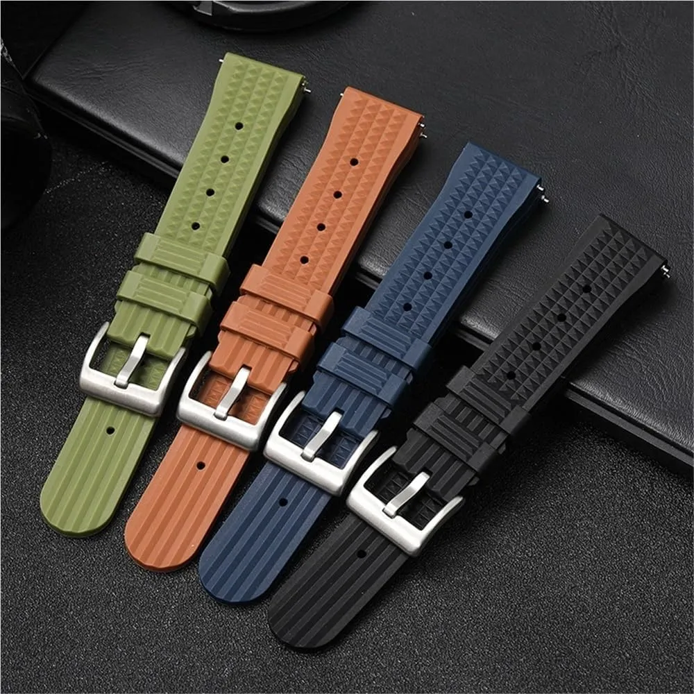 20mm 22mm Rubber Strap Fast Release Soft Watch Replacement Flat-Ended Universal Watchband