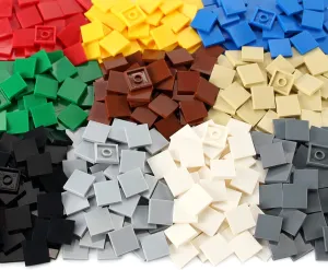 2×2 Tile ×500 Parts and Pieces Flat MOC Bricks, Multicolored Bulk Building Blocks for Smooth Surface Wall Floor, Toy Accessories Compatible with Major Brands