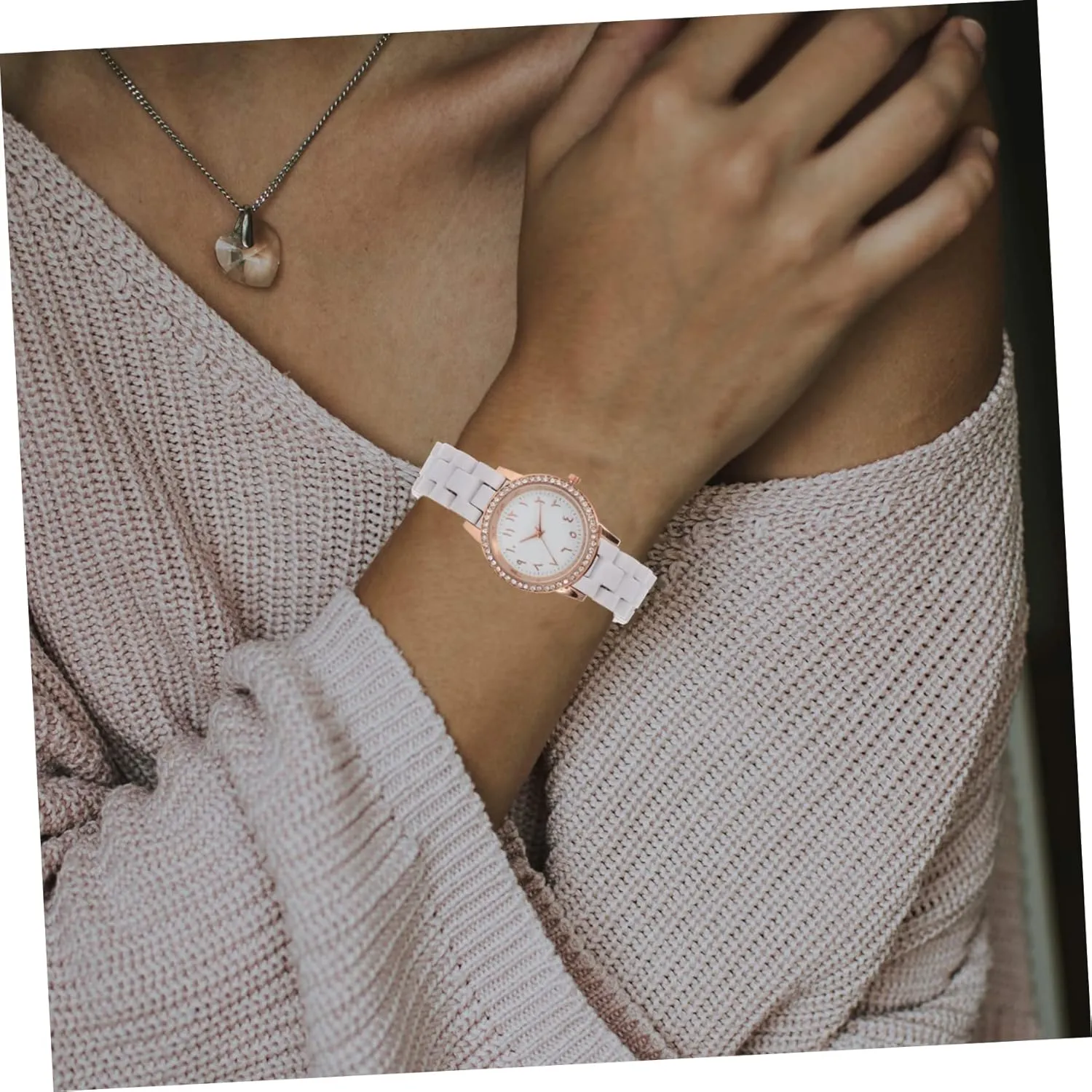 2pcs Ceramic Strap Womens Bangles Bracelets Watches Flat Mouth Watchband Women's Wristband Ceramics