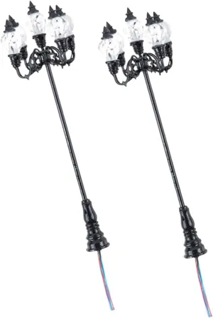 2sets Miniature Decor Table Decor Mini Lights Street Lamp Model 1:87 Scale Village Street Lamp 2pcs*2