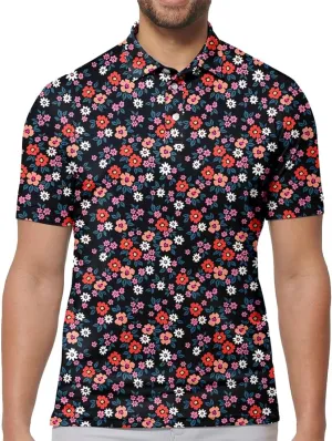 3D Printed Mens Golf Shirt Moisture Wicking Quick-Dry Performance Polo Shirts for Men
