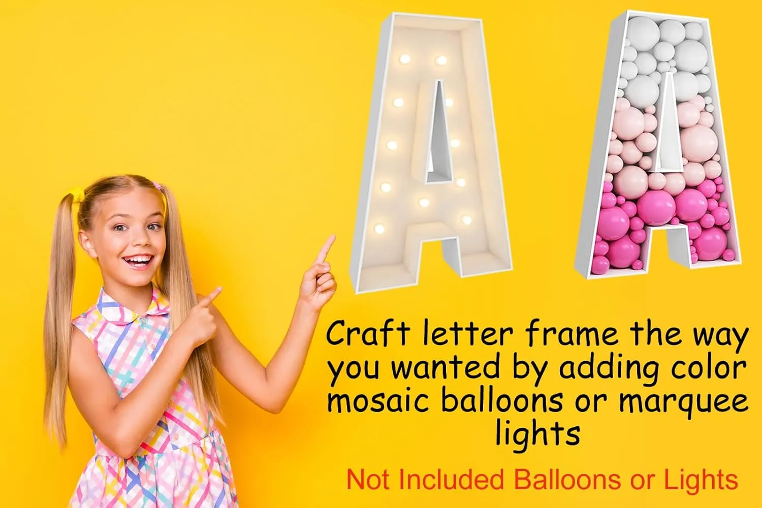 3FT Tall Mosaic Balloon Frame Letters Big Marquee Light Up DIY Kit for Birthday Party Wedding Backdrop Decor - Pre-Cut Foam Board Letter F