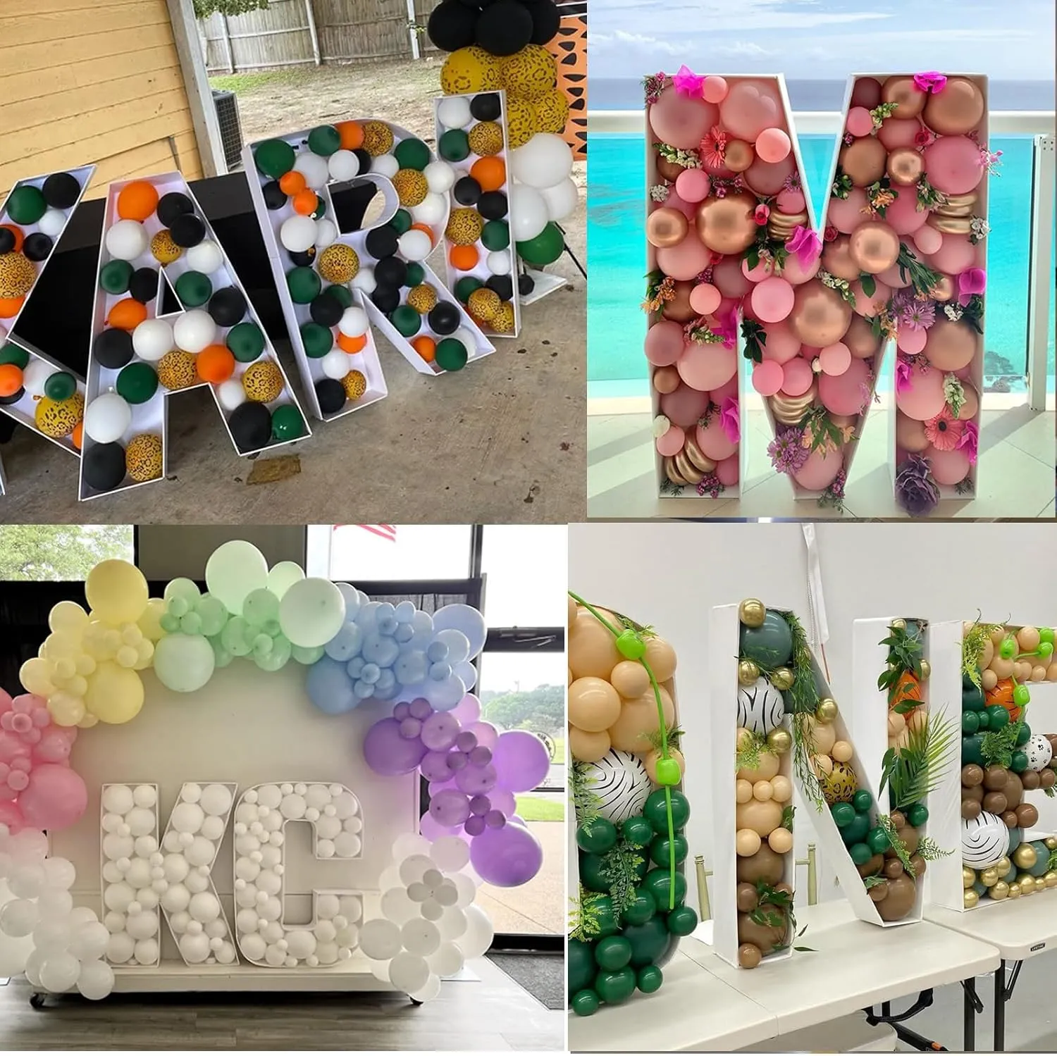 3FT Tall Mosaic Balloon Frame Letters Big Marquee Light Up DIY Kit for Birthday Party Wedding Backdrop Decor - Pre-Cut Foam Board Letter F