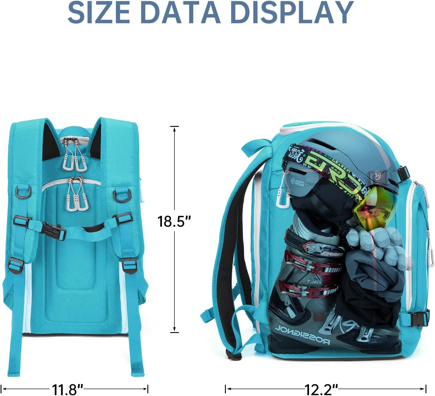 50L Ski Travel Backpack for Skis, Snowboard & Accessories, Waterproof Padded Boot Bag
