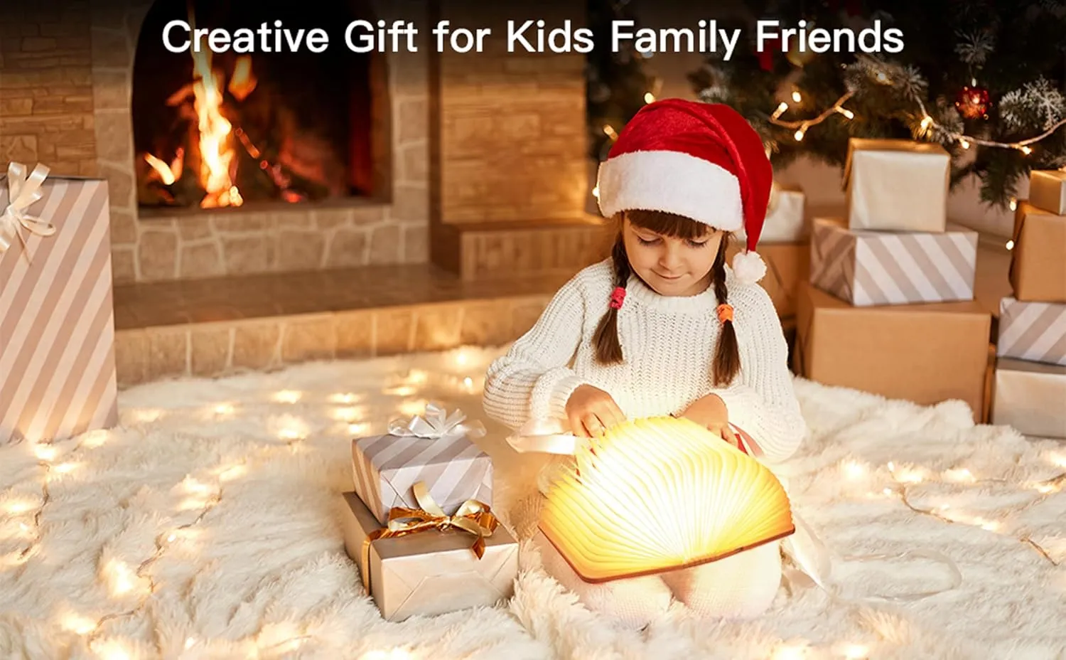 5.7Inch Wooden Book Lamp, 6 Colors Folding Book Light, USB Rechargeable, 360° Shaped Light, Novelty Reading Accessories, Book Themed Gifts