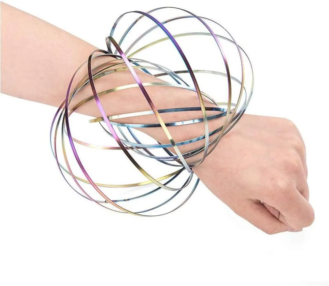 6 Pack Spinner Ring Arm Magic Spring Arm Sculpture Ring Colored Magic Kinetic Spring Interactive Stress Relief Rings Festival Accessories (Color)
