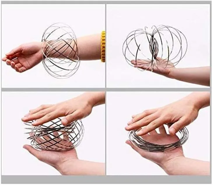 6 Pack Spinner Ring Arm Magic Spring Arm Sculpture Ring Colored Magic Kinetic Spring Interactive Stress Relief Rings Festival Accessories (Color)