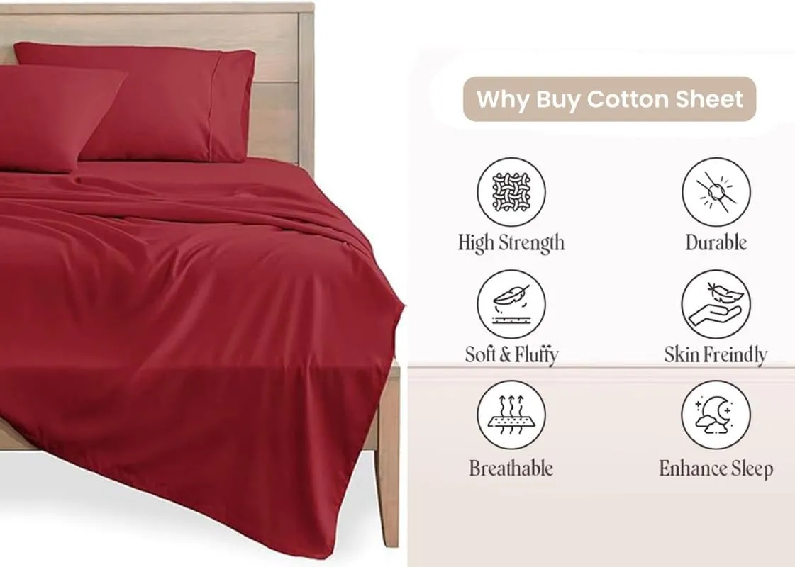 600 TC PercaleCotton Sheets for Full XL Size Bed - Percale Cotton Sheets Full XL Size Sheets Full XL Size Deep Pocket Cotton Bed Sheets Full XL Sheets Full XL Size Cotton Bedsheet Set Full XL Size
