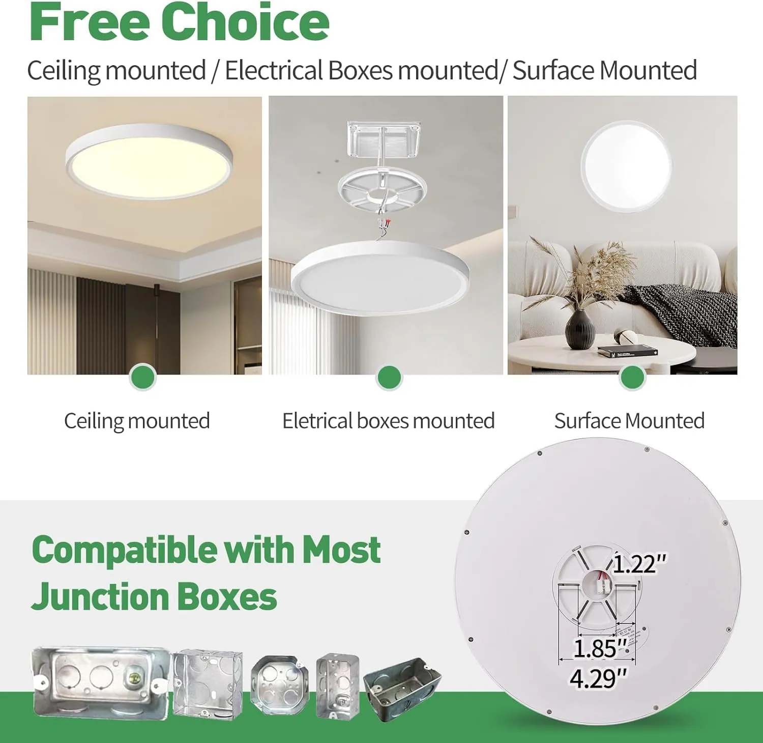 6PK 12 Inch LED Flush Mount Ceiling Light, 24W, 2520LM, 3000K/4000K/6000K CCT Selectable, Round Flat Panel Light Low Profile Ceiling Light Fitures for Hallway, Kitchen, Bedroom, Laundry Room