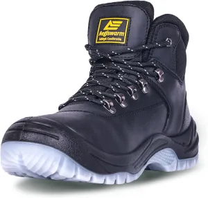 6" Steel Toe Work Boots for Men Waterproof Durable Crazy-Horse Non Slip Industrial and Construction Safety Footwear Mens Work Boots