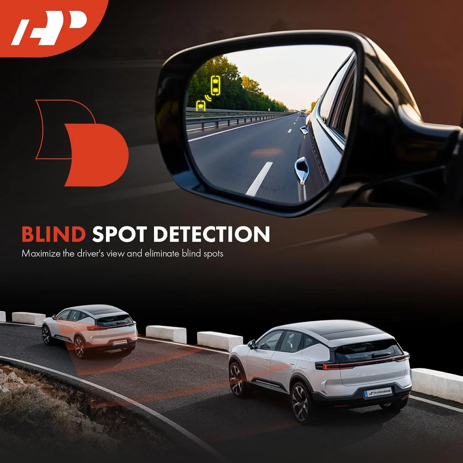 A-Premium Driver Side Power Door Mirror - Compatible with Mazda CX-5 CX5 2017-2022 - Non-Heated, Manual Folding Black, Outside Rear View Mirror w/Turn Signal and Blind Spot Detection