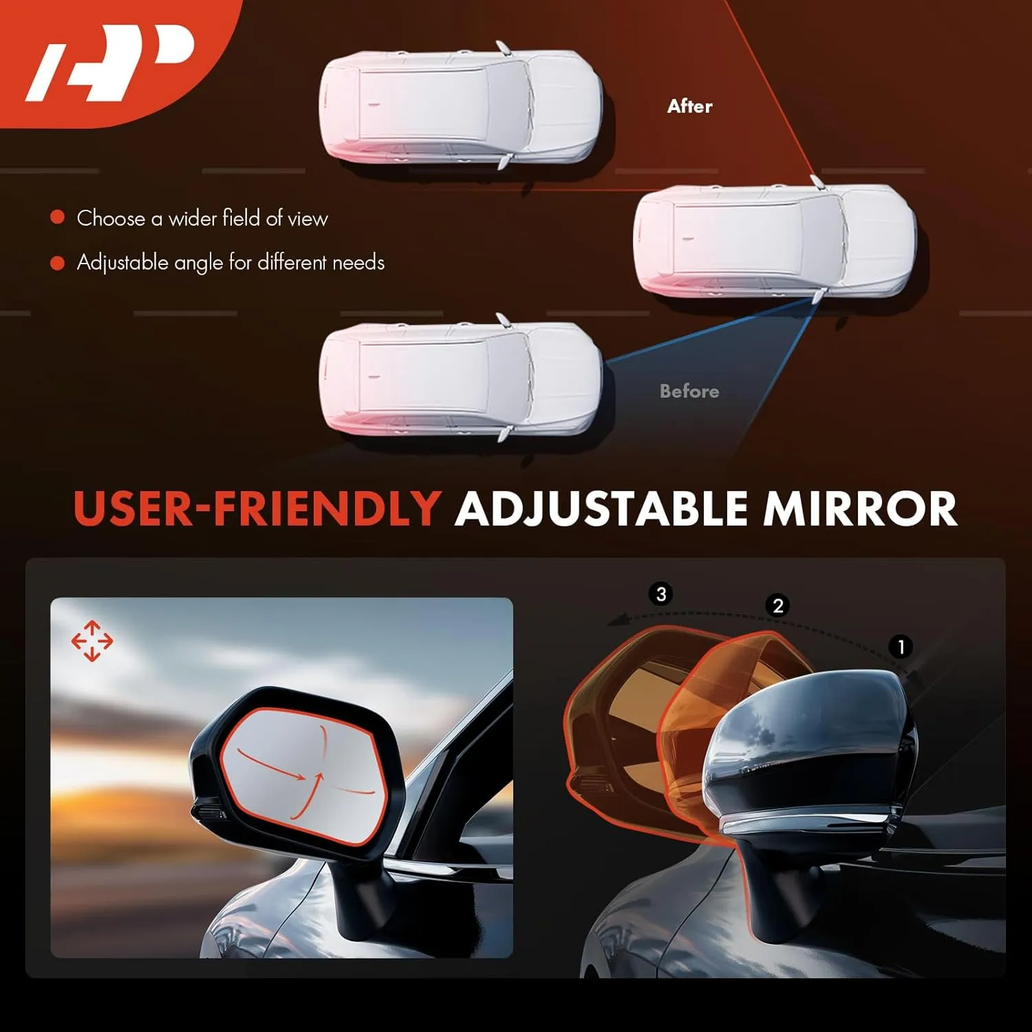 A-Premium Driver Side Power Door Mirror - Compatible with Mazda CX-5 CX5 2017-2022 - Non-Heated, Manual Folding Black, Outside Rear View Mirror w/Turn Signal and Blind Spot Detection