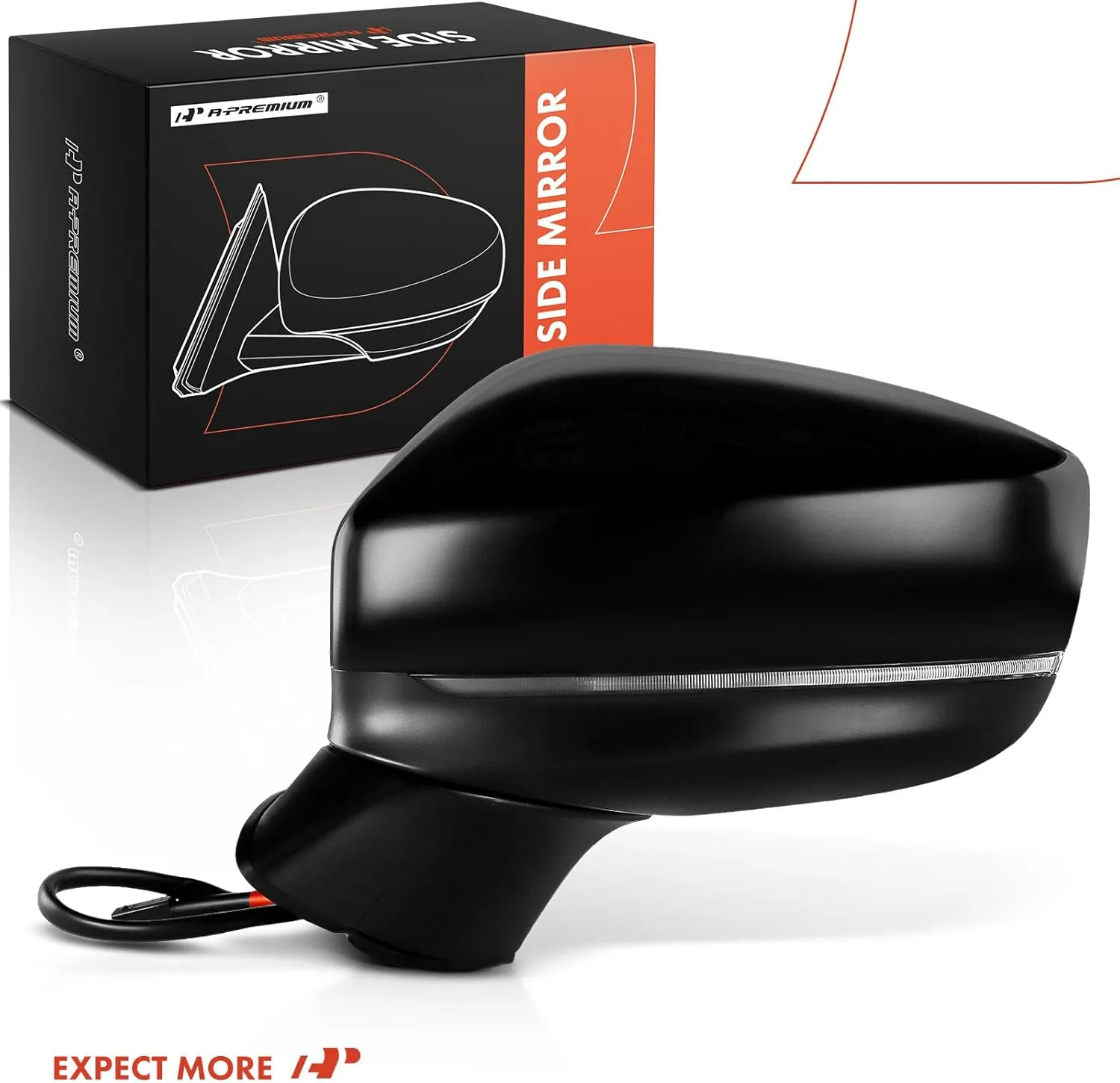 A-Premium Driver Side Power Door Mirror - Compatible with Mazda CX-5 CX5 2017-2022 - Non-Heated, Manual Folding Black, Outside Rear View Mirror w/Turn Signal and Blind Spot Detection