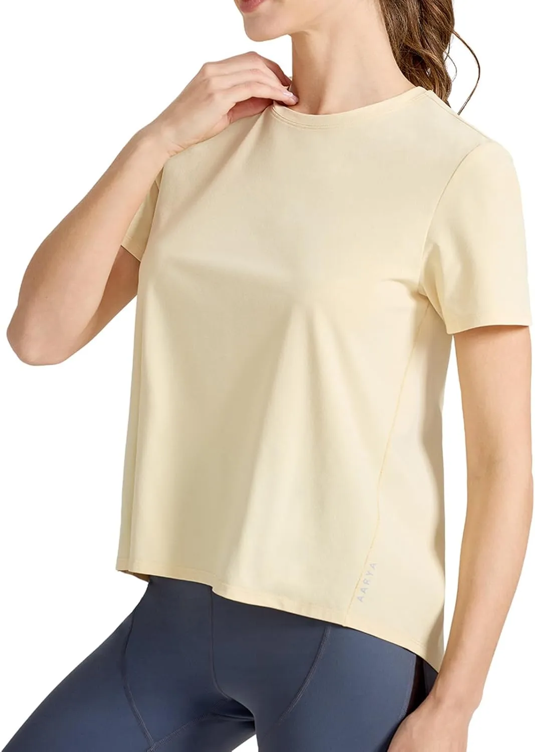 AARYA Workout Tops for Women UPF50 Breathable Loose Fit Yoga T Shirts Short Sleeve Running Gym Athletic Tee Top