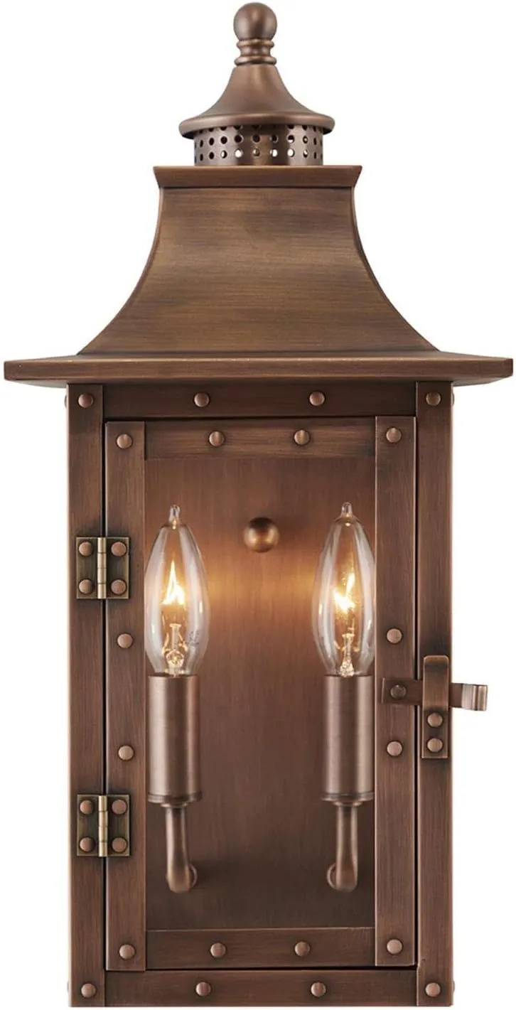 Acclaim 8302CP St. Charles Collection 2-Light Wall Mount Outdoor Light Fixture, Copper Patina (bulb is not included)