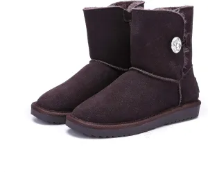 ADUTEE Women's Line-Classic Fully Fur Mid Calf Cow Suede Fashion Boots Snow Boots Winter Boots