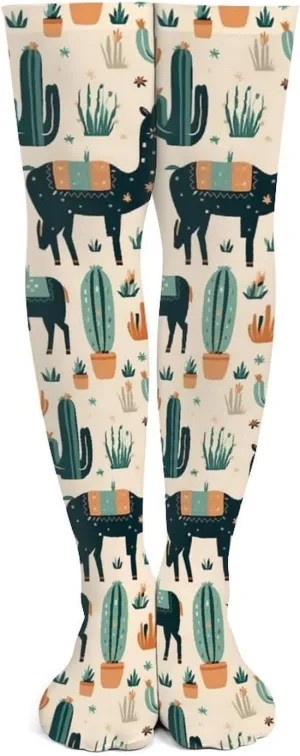 African Camels Animals Cactus Thigh High Socks Warm Boot Stockings Over The Knee High Socks Long Winter Stockings