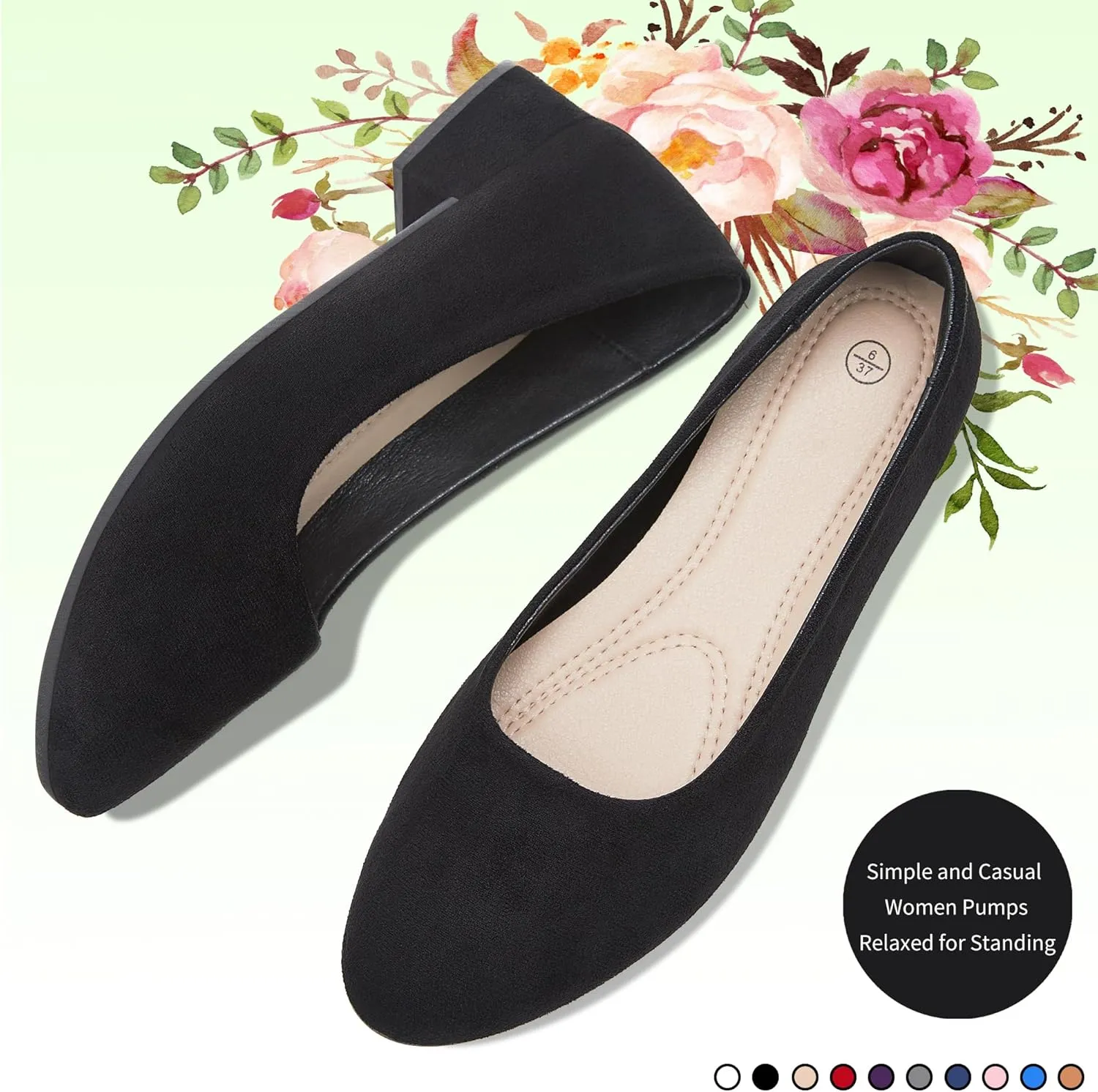 AISFAES Women Pumps Low Chunky Rounded Toe Heels Healed Dress Pumps Elegant Wedges Working Shoes