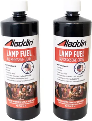 Aladdin Clear Lamp Oil Fuel - Kerosene Alternative Clean Burning Odor Free for Indoor/Outdoor Flat Wick Lanterns, Lamps and Tiki Torches, 64 Ounces