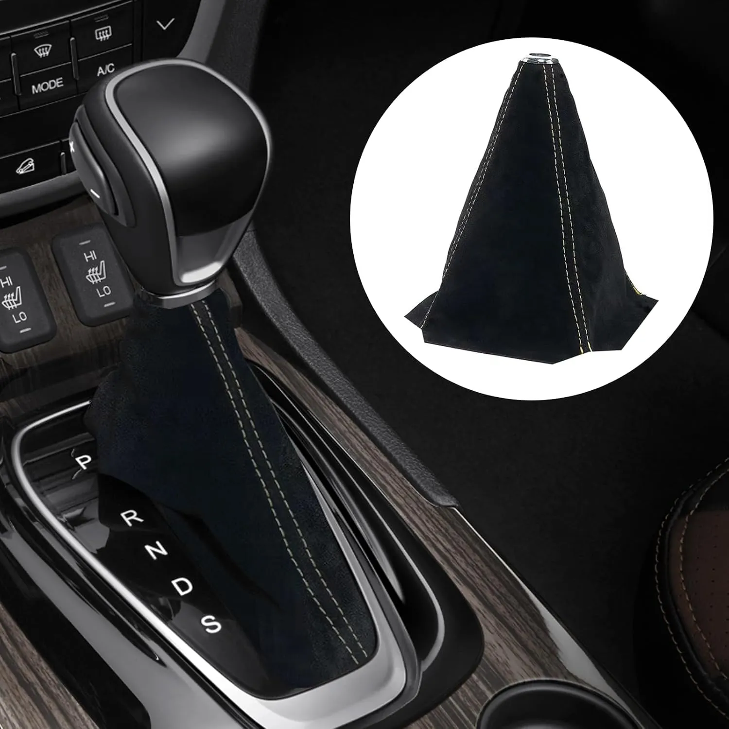 Alcantara Car Gear Shift Knob Cover, Universal Dust Cover Boot for Car Handle, Shift Knob Covers, Handbrake Covers, Durable Dust-Proof Protection, Fit for Shift Lever(All RED)