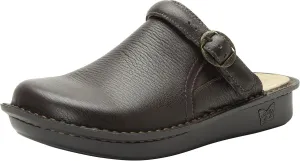 Alegria Women's Bryn Open Back Leather Slide with Ankle Strap