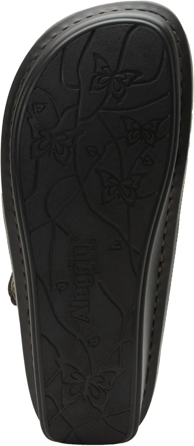 Alegria Women's Bryn Open Back Leather Slide with Ankle Strap