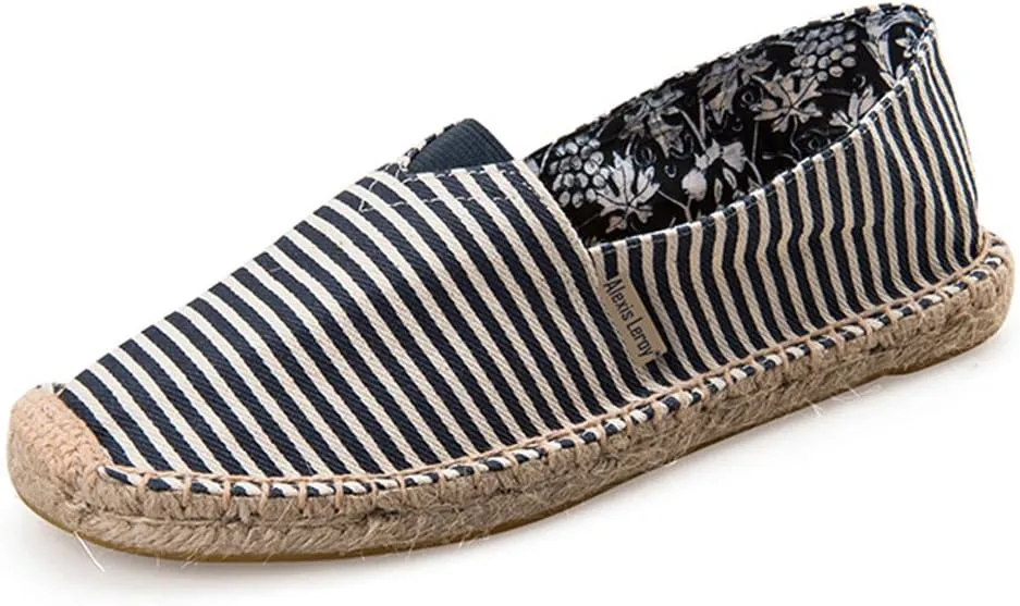 Alexis Leroy Women's Summer Stripe Canvas Flat Espadrilles