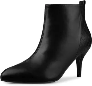 Allegra K Women's Pointed Toe Side Zipper Stiletto Heels Ankle Boots