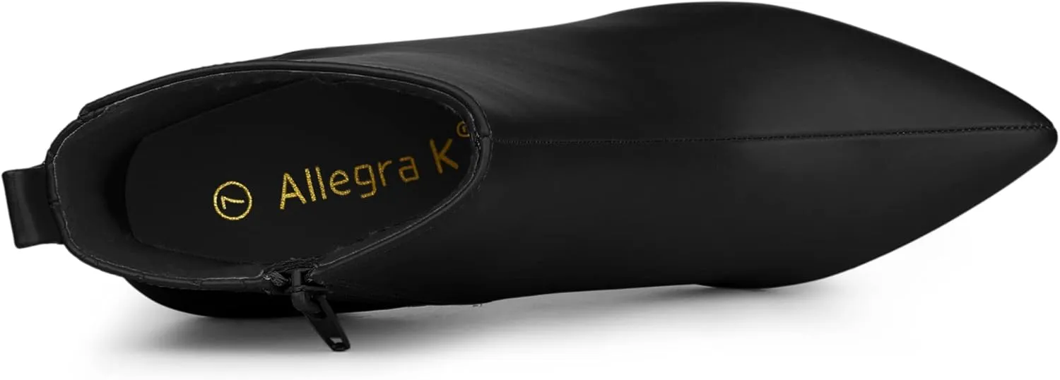 Allegra K Women's Pointed Toe Side Zipper Stiletto Heels Ankle Boots