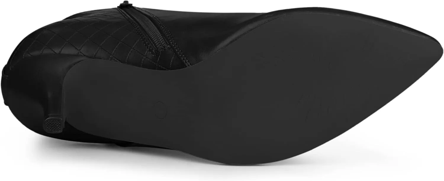 Allegra K Women's Pointed Toe Side Zipper Stiletto Heels Ankle Boots